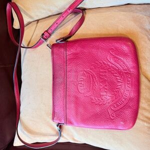 Embossed Red Leather Crossbody Bag